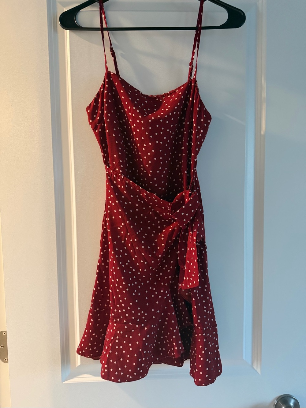 Red Polka Dot Front Wrap Dress